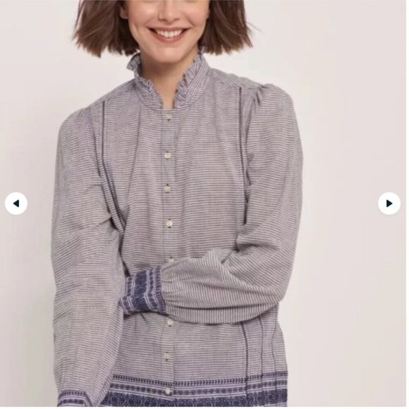 Roller Rabbit Snowflake Stripe Jacquard Lisbeth Top Cotton Coastal - Picture 3 of 11